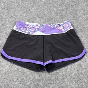 Lululemon Black Quilt Summer Power Purple Groovy Run Short Women's Size 4